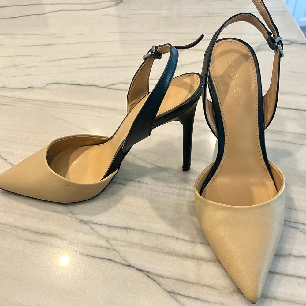 Express Slingback Cream and Black Stiletto Heels